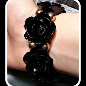 Black Rose Stretchy Elastic Bangle